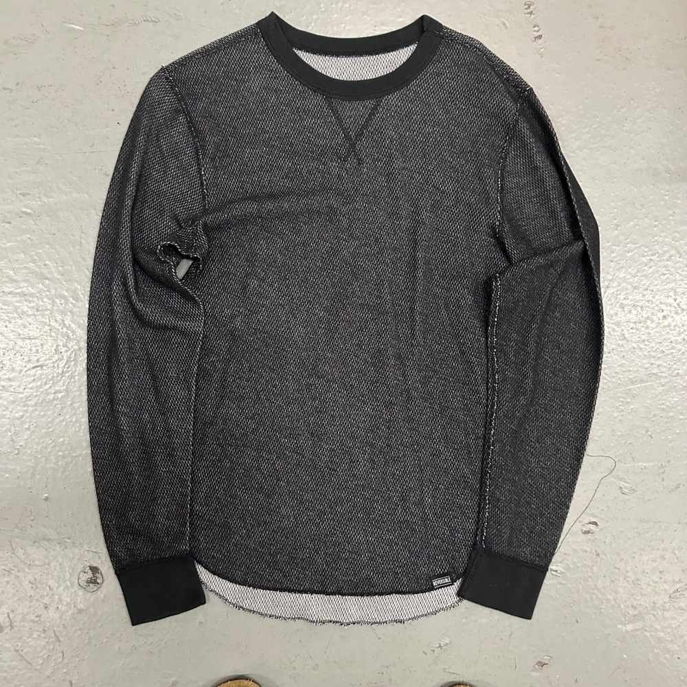 Modern American Eagle Mens Reversible Thermal Shirt Small Black Preowned Waffle